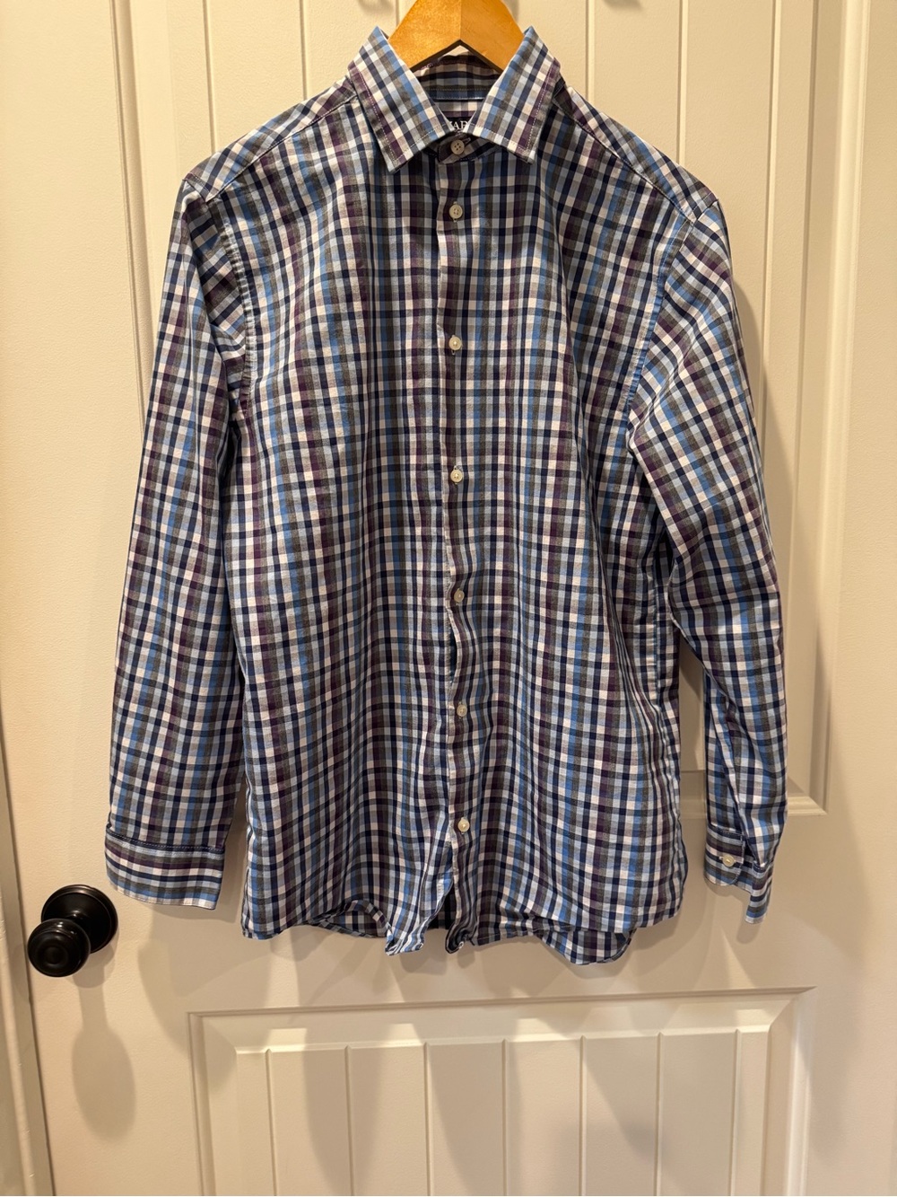 Chaps Blue and White Plaid Long-Sleeve Shirt